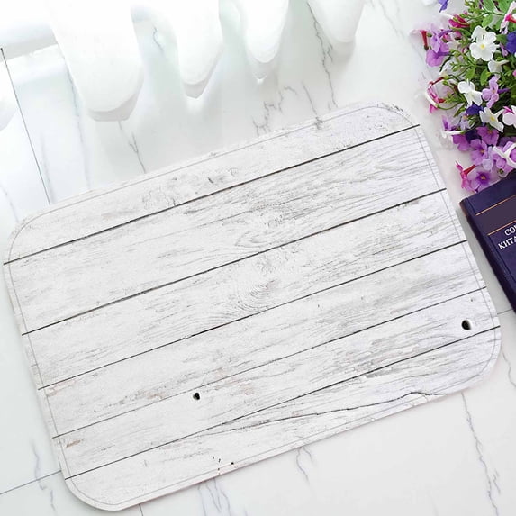 PKQWTM White Wood Planks Texture Home Decor Floor Mat Area Rug Doormat Size 15.7x23.6 Inches