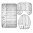 thumbnail image 1 of PKQWTM White Wooden Floor Wall 3 Piece Bathroom Rugs Set Bath Rug Contour Mat and Toilet Lid Cover, 1 of 2