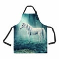 thumbnail image 1 of PKQWTM White unicorn in a dark forest Unisex Adjustable Bib Apron with Pockets for Commercial Restaurant and Home Kitchen Use, 1 of 2