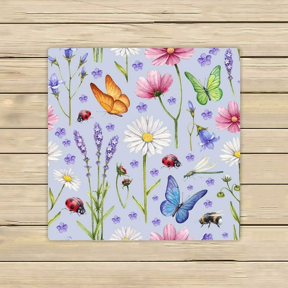 PKQWTM Wild Flowers And Insects Watercolor Summer Pattern Microfiber Bath Towels Bathroom Body Shower Towel Size 13x13 Inches