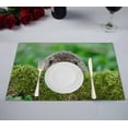 thumbnail image 1 of PKQWTM Wild Hedgehog On A Green Moss Covered Log With A Green Kitchen Dining Table Mats Placemats Size 12x18 Inches, Set of 2 Pieces, 1 of 2