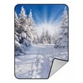 thumbnail image 1 of PKQWTM Winter Landscape Snowy Firs Blue Sky Sunlight Blanket Crystal Velvet Throw Bed Blanket 58x80 inches, 1 of 1