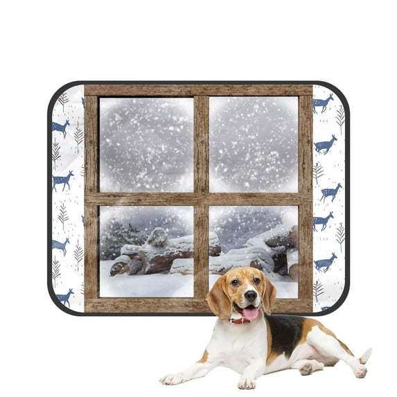 PKQWTM Winter Outdoors View Snowflake Scene Firewood Pet Dog Cat Bed Pee Pads Mat Cushion Potty Dogsblankets Crate Bed Kennel 28x36 inch