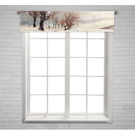 PKQWTM Winter landscape Window Curtain Valance Rod Pocket 54x12 inch