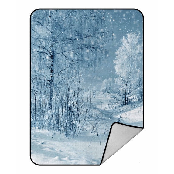 PKQWTM Winter nature scenery trees in park Blanket Crystal Velvet Throw Bed Blanket 58x80 inches