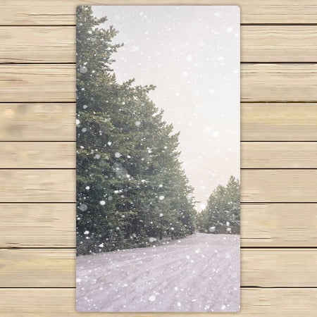 PKQWTM Wintry Landscape Scenery Flat County Woods Snow Landscape Microfiber Bath Towels Bathroom Body Shower Towel Size 30x56 Inches