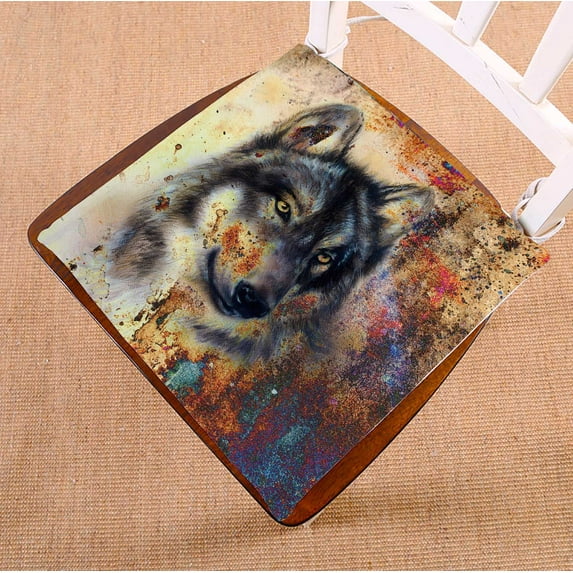 PKQWTM Wolf Painting Color Chair Pads Chair Mat Seat Cushion Chair Cushion Floor Cushion Size 16x16 inches