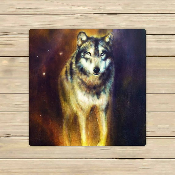 PKQWTM Wolf mighty cosmical wolf light oil painting canvas Microfiber Bath Towels Bathroom Body Shower Towel Size 13x13 Inches