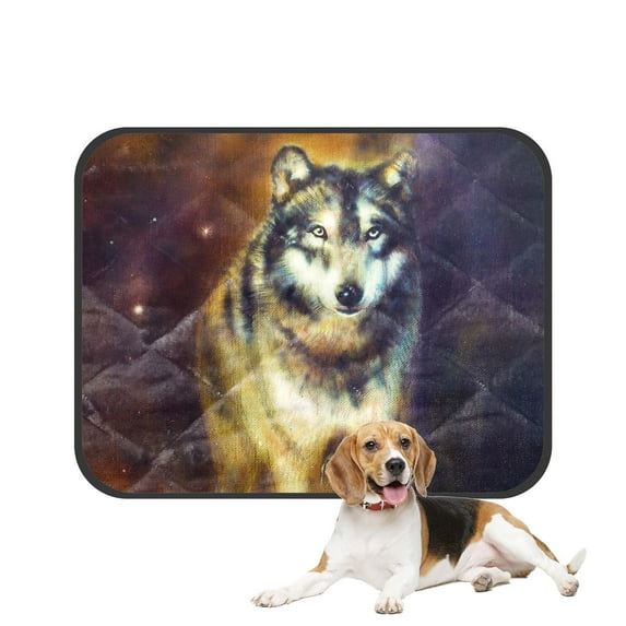 PKQWTM Wolf mighty cosmical wolf light oil painting canvas Pet Dog Cat Bed Pee Pads Mat Cushion Potty Dogs Blankets Crate Bed Kennel 14x18 inch
