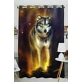 thumbnail image 1 of PKQWTM Wolf mighty cosmical wolf light oil painting canvas Practical heat insulation Shading Window Curtain Size 52(W) x 84(H) inches(One Piece), 1 of 1