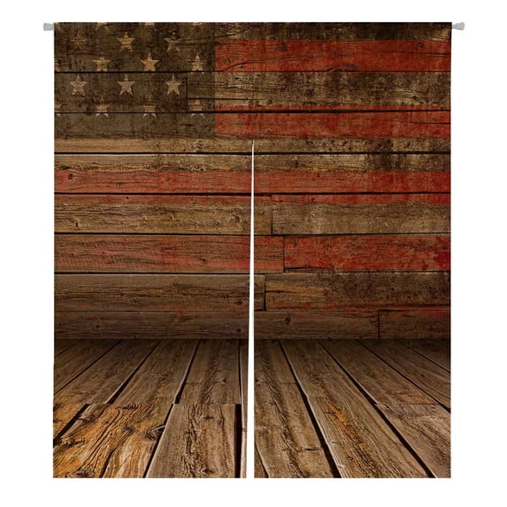 PKQWTM Wooden American Vintage Stage American Flag Door Curtain Window Cover Home Decor Hanging Curtain Size 105x120 CM