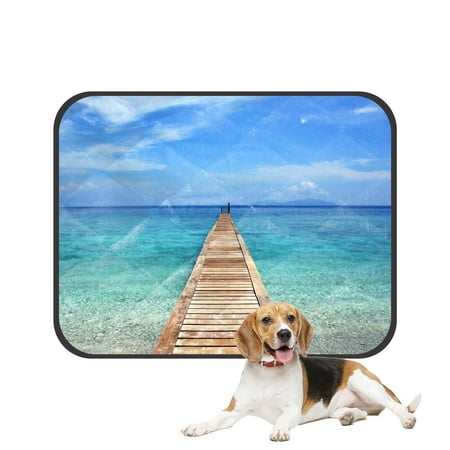PKQWTM Wooden Bridge to Ocean Blue Sky Sea Ocean Coastal Pet Dog Cat Bed Pee Pads Mat Cushion Potty Dogsblankets Crate Bed Kennel 36x48 inch