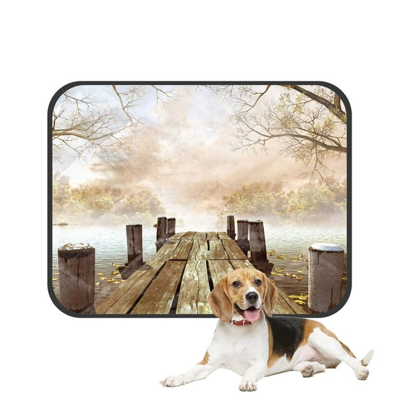 PKQWTM Wooden Dock With Leaves And Tree Branches Pet Dog Cat Bed Pee Pads Mat Cushion Potty Dogs Blankets Crate Bed Kennel 14x18 inch