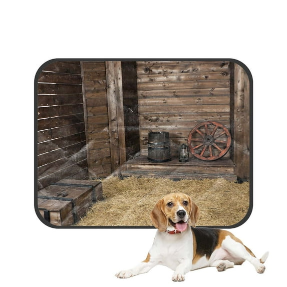 PKQWTM Wooden Hayloft Pet Dog Cat Bed Pee Pads Mat Cushion Potty Dogsblankets Crate Bed Kennel 25x30 inch