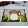 thumbnail image 1 of PKQWTM Wooden Sign In The Magic Spring Forest Kitchen Dining Table Mats Placemats Size 12x18 Inches, Set of 2 Pieces, 1 of 2