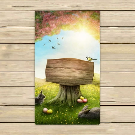 PKQWTM Wooden Sign In The Magic Spring Forest Microfiber Bath Towels Bathroom Body Shower Towel Size 16x28 Inches