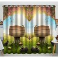 thumbnail image 1 of PKQWTM Wooden Sign In The Magic Spring Forest Practical heat insulation Shading Window Curtain Size 52(W) x 84(H) inches (Two Piece), 1 of 1