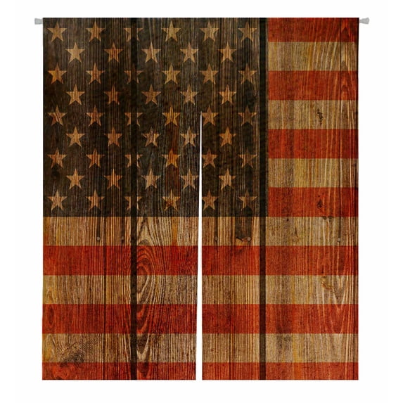 PKQWTM Wooden USA flag Door Curtain Window Cover Home Decor Hanging Curtain Size 105x120 CM