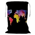 thumbnail image 1 of PKQWTM World map watercolors painted Storage Basket Laundry Bag with Drawstring Size 24x32 Inch, 1 of 3