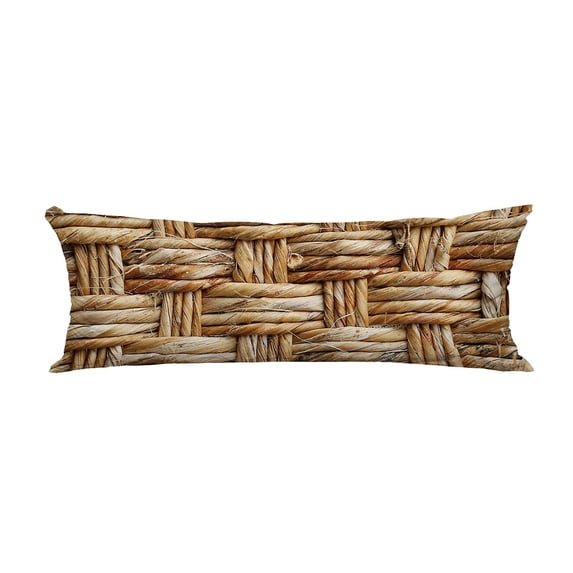 PKQWTM Woven Rattan With Natural Patterns Long Body Pillow Case Cover Pillow Cushion Size 20x60 Inches