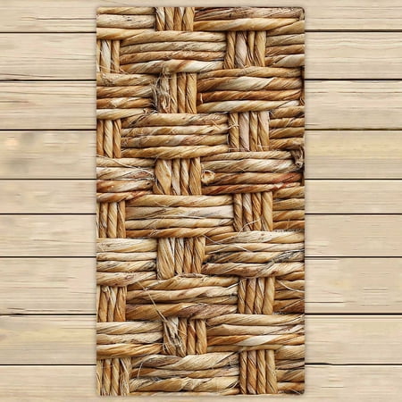 PKQWTM Woven Rattan With Natural Patterns Microfiber Bath Towels Bathroom Body Shower Towel Size 30x56 Inches
