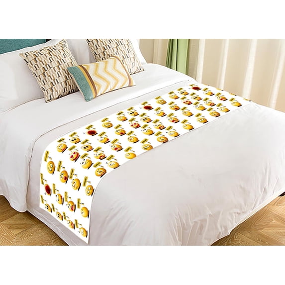 PKQWTM Yellow Balls Placards Their Hands Bed Runner Bedroom Bedding Decor Bedding Scarf Size 20x95 inches