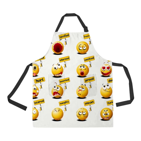 PKQWTM Yellow Balls Placards Their Hands Unisex Adjustable Bib Apron with Pockets for Commercial Restaurant and Home Kitchen Use