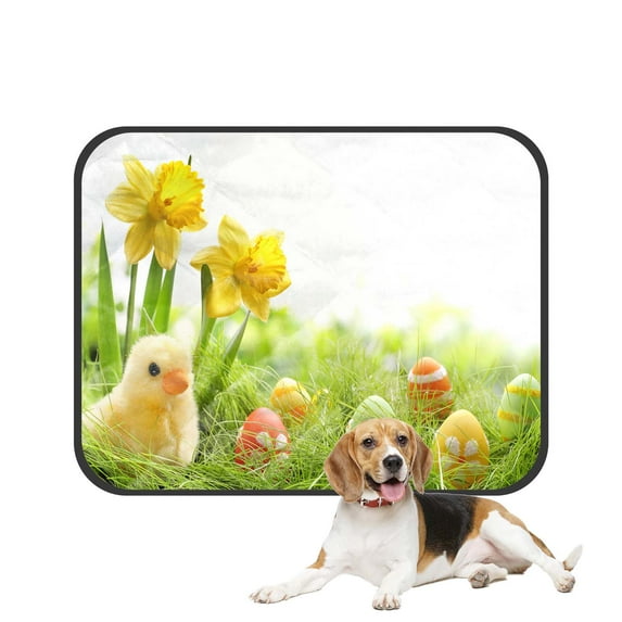 PKQWTM Yellow Easter Chick And Easter Eggs In A Field Pet Dog Cat Bed Pee Pads Mat Cushion Potty Dogs Blankets Crate Bed Kennel 36x48 inch