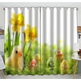 thumbnail image 1 of PKQWTM Yellow Easter Chick And Easter Eggs In A Field Practical heat insulation Shading Window Curtain Size 52(W)x84(H) inches(Two Piece), 1 of 1