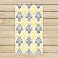 thumbnail image 1 of PKQWTM Yellow Gray White Damask Flower Microfiber Bath Towels Bathroom Body Shower Towel Size 16x28 Inches, 1 of 1