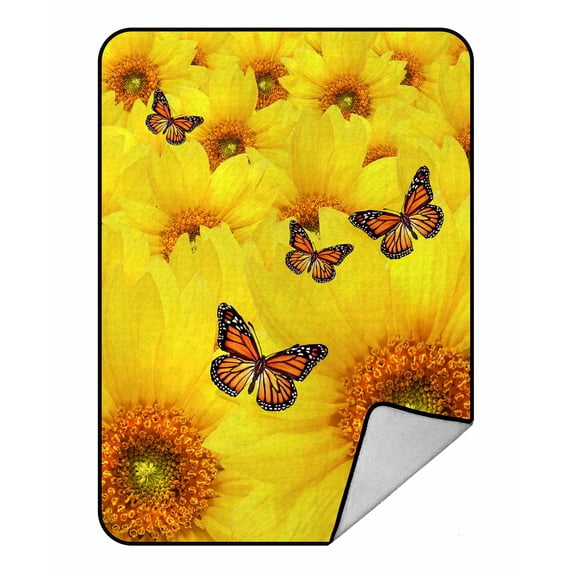 PKQWTM Yellow sunflowers Atop One Another Blanket Crystal Velvet Throw Bed Blanket 58x80 inches