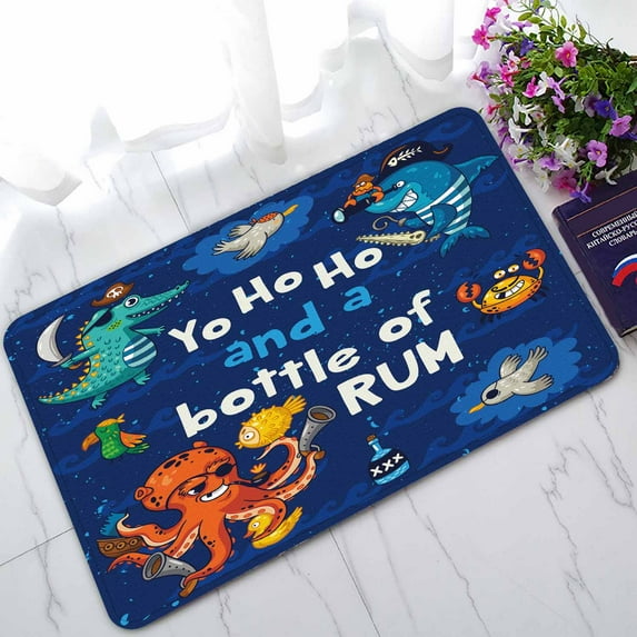 PKQWTM Yo Ho Ho Pirate Crocodile Octopus Shark Home Decor Floor Mat Area Rug Doormat Size 18x30 Inches