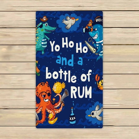 PKQWTM Yo Ho Ho Pirate Crocodile Octopus Shark Microfiber Bath Towels Bathroom Body Shower Towel Size 16x28 Inches
