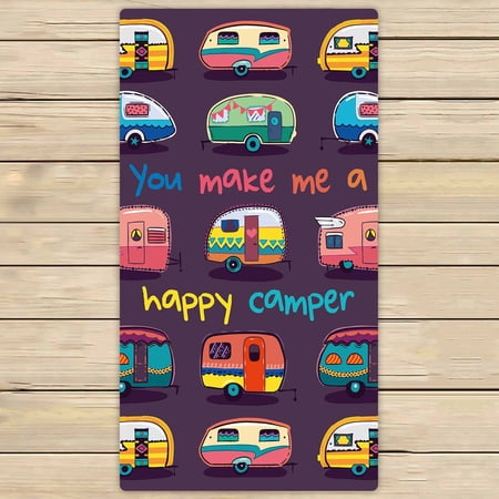 PKQWTM You make me happy camper card Happy Camper Card Microfiber Bath Towels Bathroom Body Shower Towel Size 30x56 Inches
