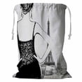 thumbnail image 1 of PKQWTM Young Woman Looking Over Paris Storage Basket Laundry Bag with Drawstring Size 18x24 Inch, 1 of 3