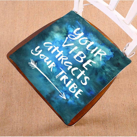 PKQWTM Your Vibe Attracts Your Tribe Modern Calligraphy Chair Pads Chair Mat Seat Cushion Chair Cushion Floor Cushion Size 18x18 inches