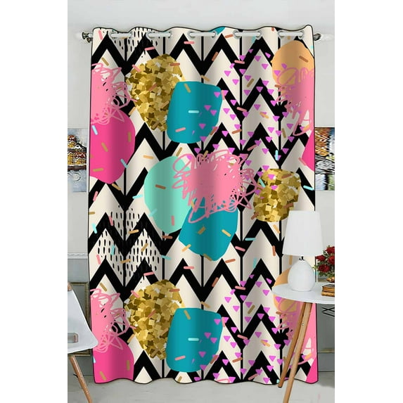 PKQWTM Zigzag striped Practical heat insulation Shading Window Curtain Size 52(W) x 84(H) inches(One Piece)