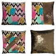 thumbnail image 1 of PKQWTM Zigzag striped Reversible Mermaid Cushion Cover Home Decor Sequin Pillow Case Size 16x16 inches, 1 of 2