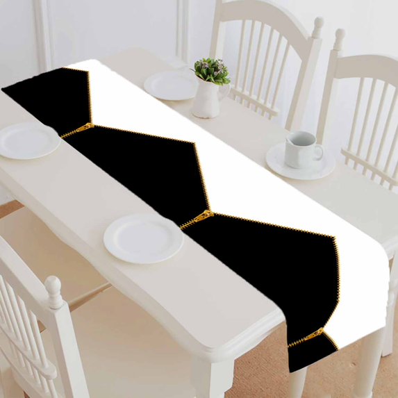 PKQWTM Zipper Isolated On White Cotton and Linen Table Runner Kitchen Dining Room Supplies Size 14x72 Inch