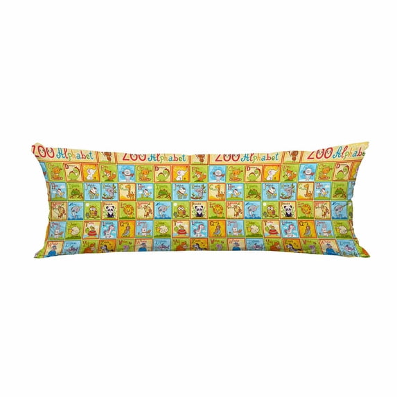 PKQWTM Zoo Alphabet Long Body Pillow Case Cover Pillow Cushion Size 20x60 Inches