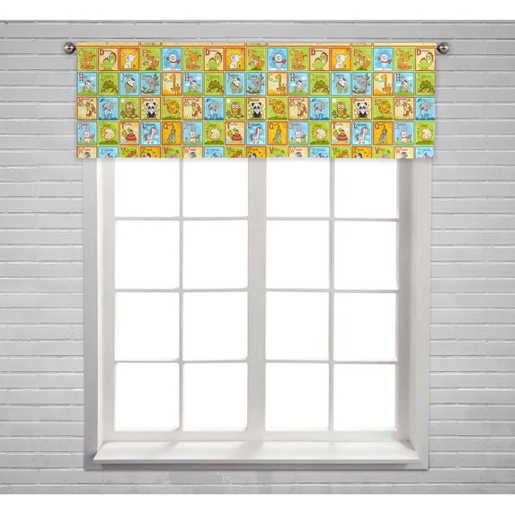 PKQWTM Zoo Alphabet Window Curtain Valance Rod Pocket 54x18 inch
