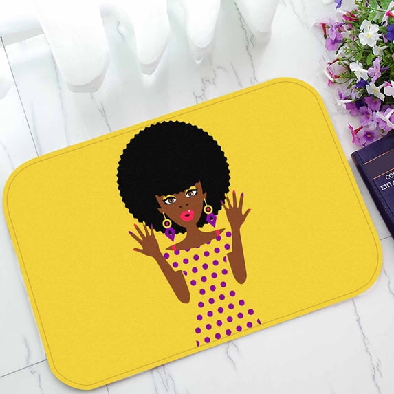 PKQWTM african american woman open mouth big earrings Home Decor Floor Mat Area Rug Doormat Size 15.7x23.6 Inches