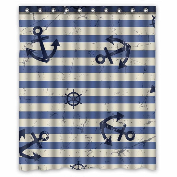 PKQWTM anchor steering wheel WaterProof Polyester Fabric Shower Curtain Size 60x72 Inches