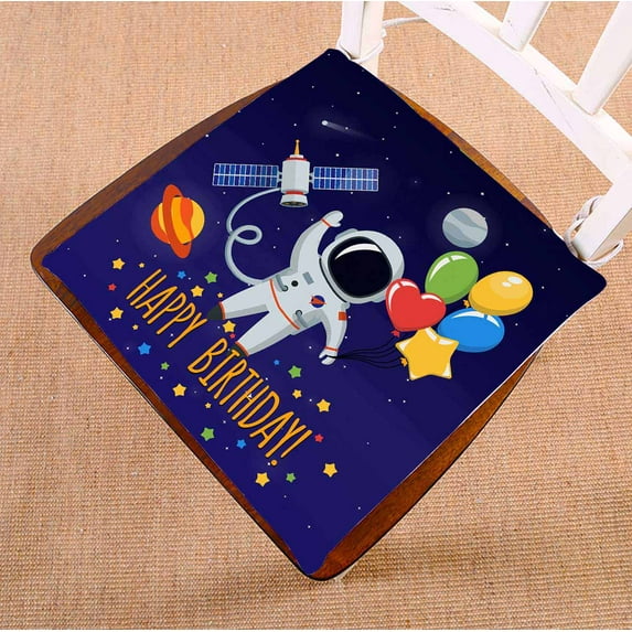 PKQWTM astronaut outer space Congratulation happy birthday Chair Pads Chair Mat Seat Cushion Chair Cushion Floor Cushion Size 20x20 inches