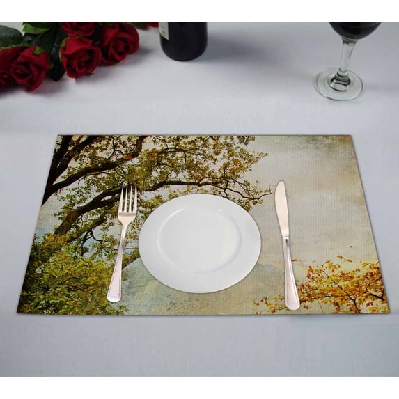 PKQWTM autumn Kitchen Dining Table Mats Placemats Size 12x18 Inches, Set of 2 Pieces
