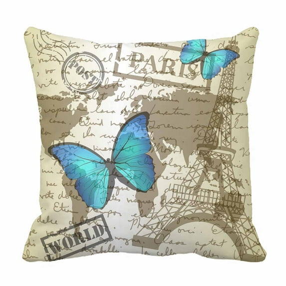 PKQWTM background sketching paper butterfly Bed Decor Pillow Cases Zippered Cushion Cover Size 18x18 Inches