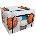 thumbnail image 1 of PKQWTM basketball ball Storage Bag Clear Window Storage Bins Boxes Large Capacity Foldable Stackable Organizer With Steel Metal Frame For Bedding,Clothes,Closets, Bedrooms, 1 of 3