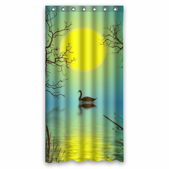 PKQWTM beautiful landscape lone swan on the lake WaterProof Polyester Fabric Shower Curtain Size 36x72 Inches
