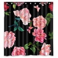thumbnail image 1 of PKQWTM blooming red pink roses camellias peonies butterflies WaterProof Polyester Fabric Shower Curtain Size 66x72 Inches, 1 of 1