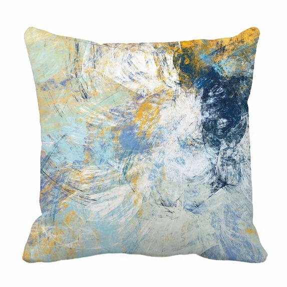 PKQWTM blue yellow color futuristic Fractal artwork Bed Decor Pillow Cases Zippered Cushion Cover Size 18x18 Inches